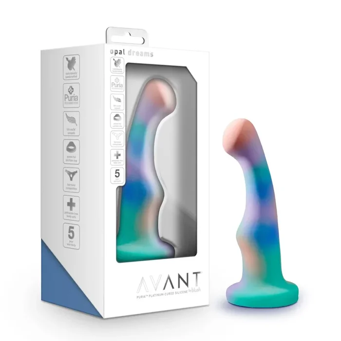 Avant By Blush® | Opal Dreams: Artisan 6 Inch Curved P-Spot / G-Spot Dildo with Suction Cup Base – Elegantly Made with Smooth Ultrasilk® Purio™ Silicone