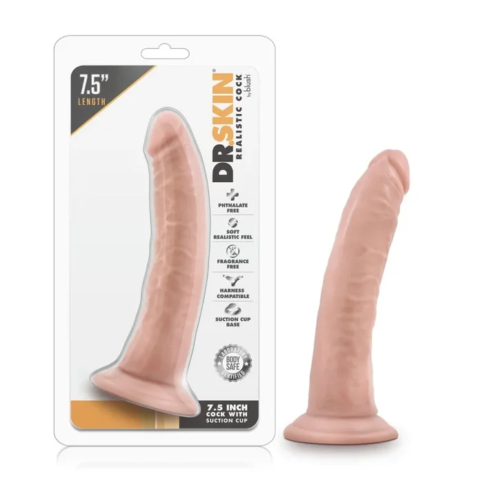 Dr. Skin By Blush® | Realistic Vanilla 7.5-Inch Long Dildo With Suction Cup Base