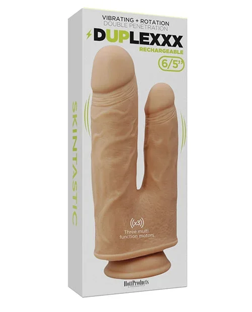 Duplexx Vibrating & Rotating Double Dildo – Flesh