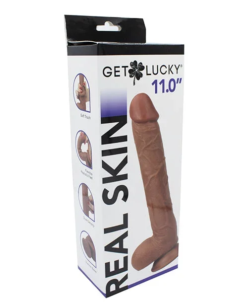Get Lucky 11″ Real Skin Dildo – Light Brown