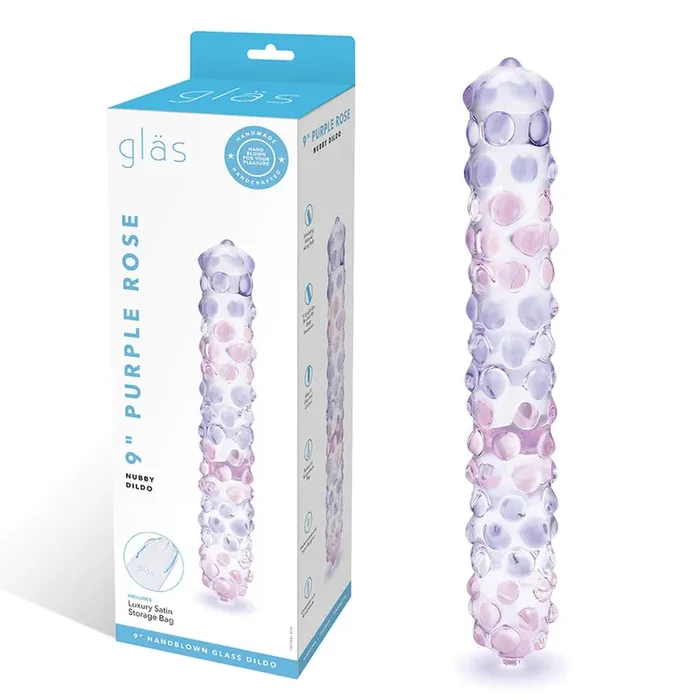 Glas 9″ Purple Rose Nubby Glass Dildo