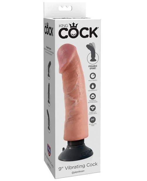 King Cock 9″ Vibrating Cock – Flesh