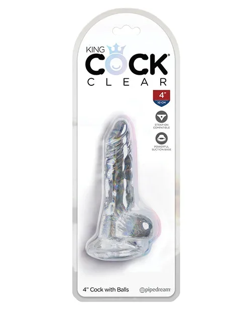 King Cock Clear 4″ Cock with Balls