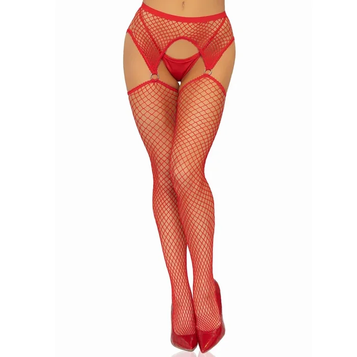 Leg Avenue Industrial Net Stocking With O-Ring and Attached Garter Belt