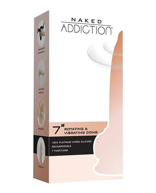 Naked Addiction 7″ Rotating & Vibrating Dong with Remote – Flesh