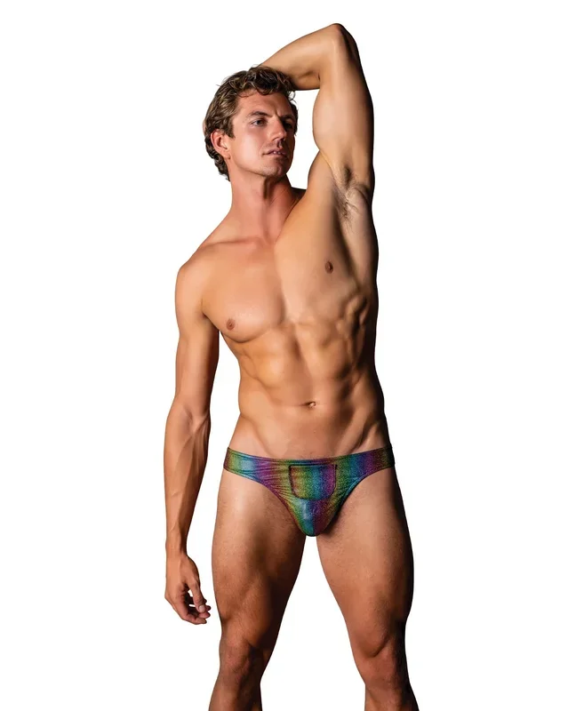 Pack & Play Thong with Front Condom Pouch – Rainbow