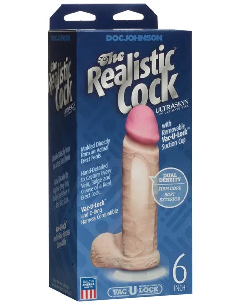 Realistic 6″ Ultraskyn Cock with Balls – White