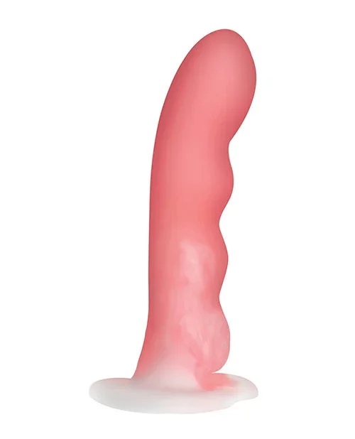 Simply Sweet 7″ Wavy Silicone Dildo – Pink/White