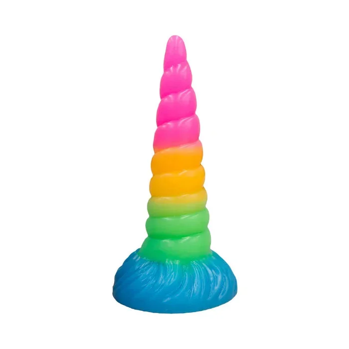 Vac-U-Lock x Fantasy Fuckers Glow-in-the-Dark Celestial Unicorn Horn Swirl Textured Fantasy Shaped Silicone Dildo