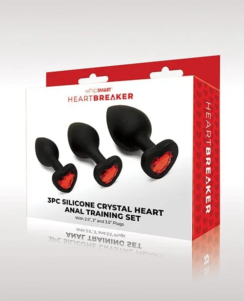 Whipsmart Heartbreaker 3 Pc Crystal Heart Anal Training Set – Black / Red