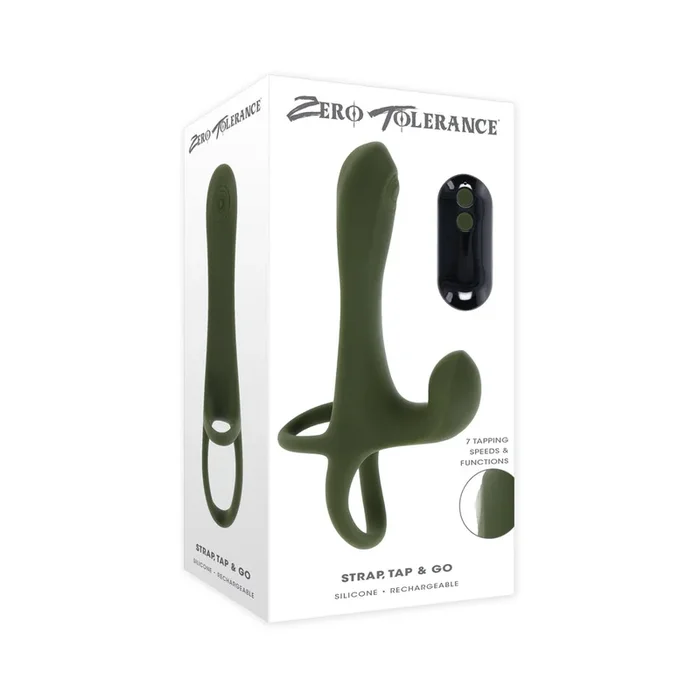 Zero Tolerance Strap Tap & Go Rechargeable Vibrating Girth Enhancer Silicone Green