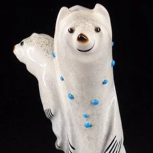 Zuni Fetish Bear Carving Two Bears Native American Big Double Antler Sculpture Claudia Peina “Can We Go This Way?”