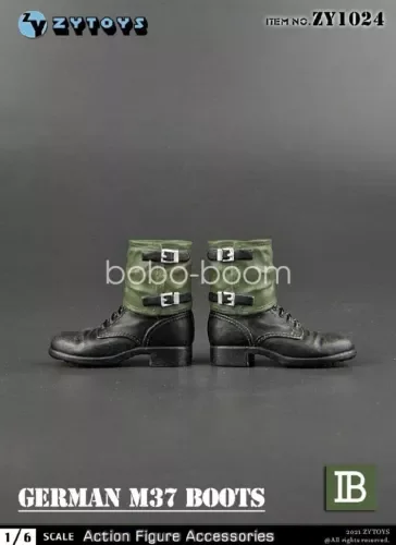 ZY Toys ZY1024B WWII German ARMY M37 Boots Black 1/6 Fit for 12″ Action Figure Toy