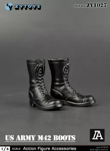 ZYTOYS ZY1027A 1/6 Black Shoes U.S. Army M42 Combat Boots Fit 12” Action Figure Toy